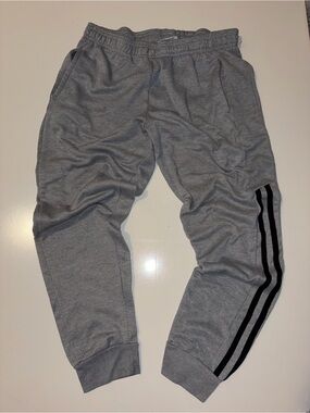 Gray Jogger Sweatpants with Black Side Stripes